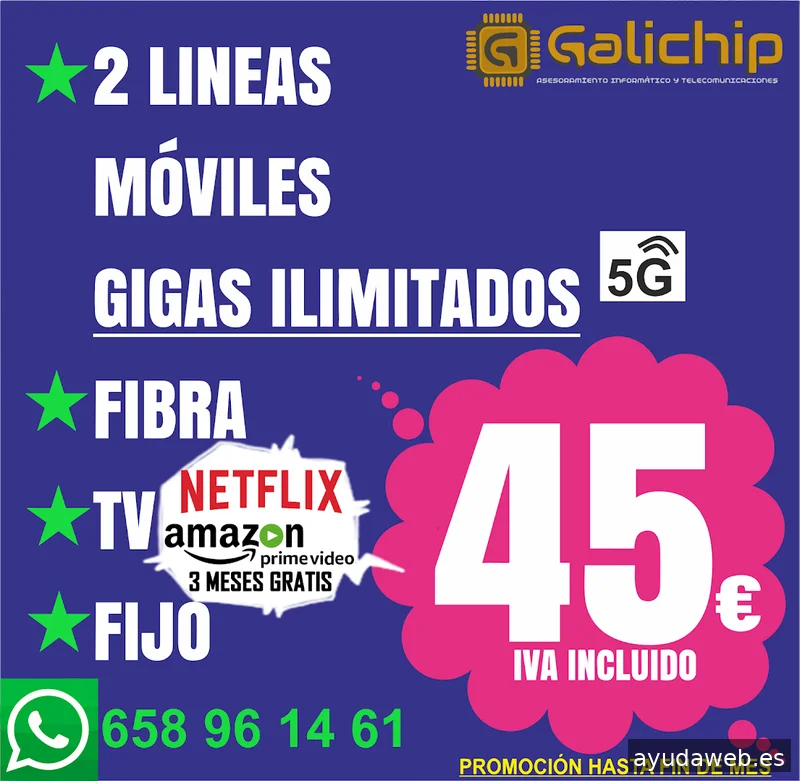 GALICHIP Fibra MásMóvil Pepephone Fibritel Avatel Orange VodafoneLowi O2Silbo AdamoDigiFinetwork Endesa Apple Xiaomi Chantada